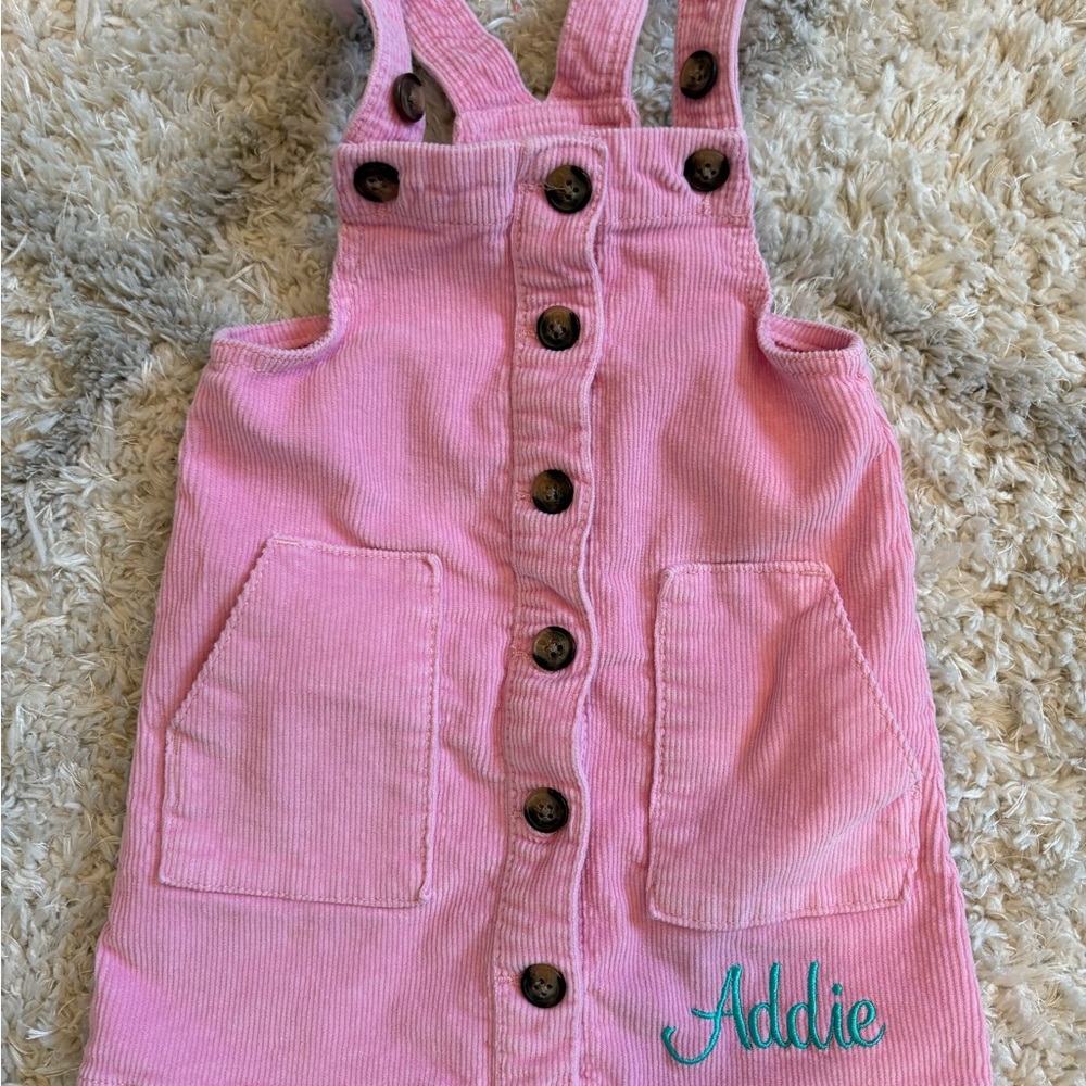“Addie” Pink Corduroy Overalls